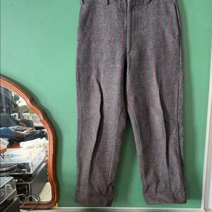 Vintage Woolrich Grey & Red Heavyweight Wool Mens 36 Pants Hunting Made in USA
